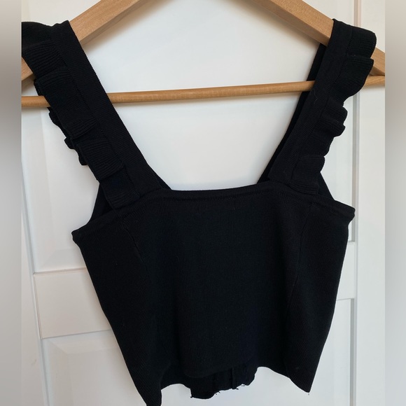 Ruffled crop top black - Picture 3 of 5